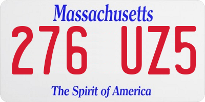 MA license plate 276UZ5