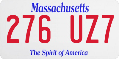 MA license plate 276UZ7