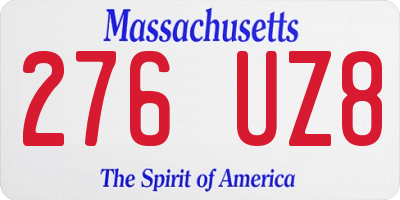 MA license plate 276UZ8