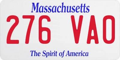 MA license plate 276VA0