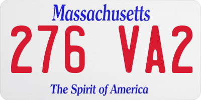 MA license plate 276VA2