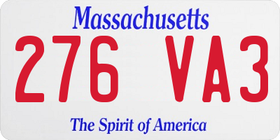 MA license plate 276VA3
