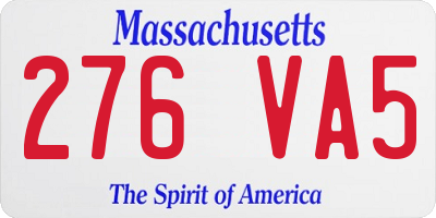 MA license plate 276VA5