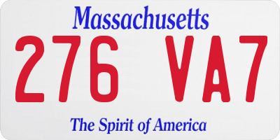 MA license plate 276VA7