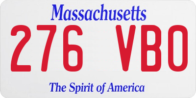 MA license plate 276VB0