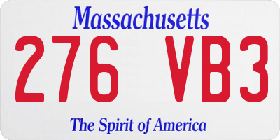 MA license plate 276VB3