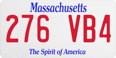 MA license plate 276VB4