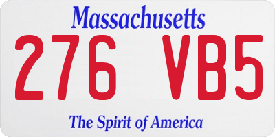 MA license plate 276VB5