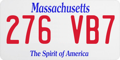 MA license plate 276VB7