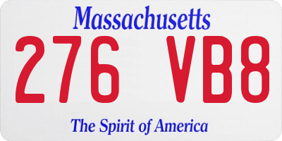 MA license plate 276VB8