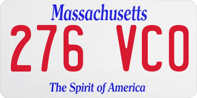 MA license plate 276VC0