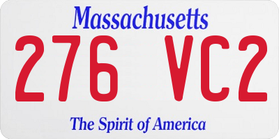 MA license plate 276VC2
