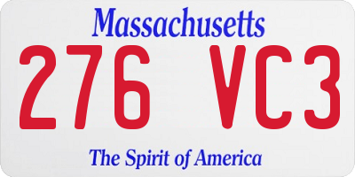 MA license plate 276VC3