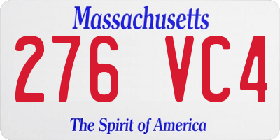 MA license plate 276VC4
