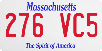 MA license plate 276VC5