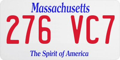 MA license plate 276VC7