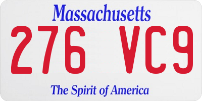 MA license plate 276VC9