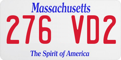 MA license plate 276VD2