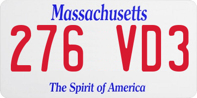 MA license plate 276VD3