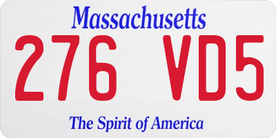 MA license plate 276VD5
