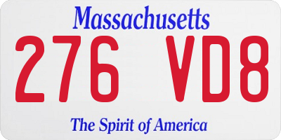 MA license plate 276VD8