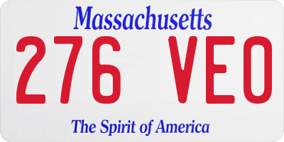 MA license plate 276VE0