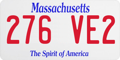 MA license plate 276VE2