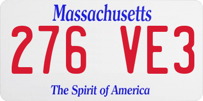 MA license plate 276VE3
