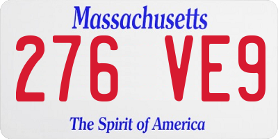 MA license plate 276VE9
