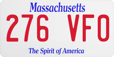 MA license plate 276VF0