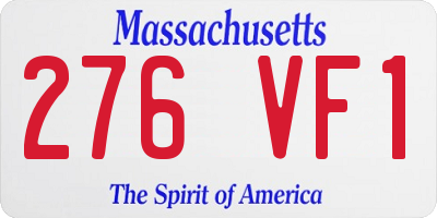 MA license plate 276VF1