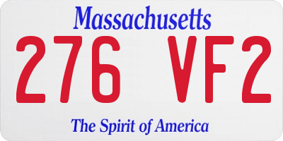 MA license plate 276VF2