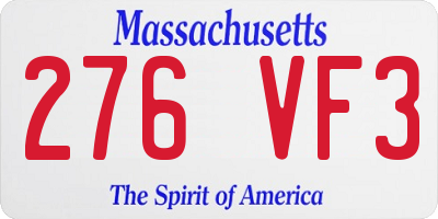 MA license plate 276VF3