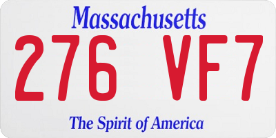 MA license plate 276VF7