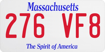 MA license plate 276VF8
