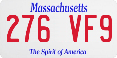 MA license plate 276VF9