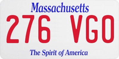 MA license plate 276VG0