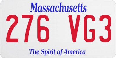 MA license plate 276VG3