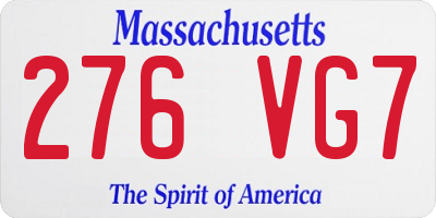 MA license plate 276VG7