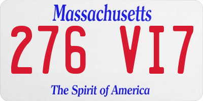 MA license plate 276VI7