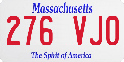 MA license plate 276VJ0