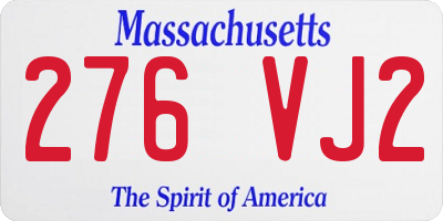MA license plate 276VJ2