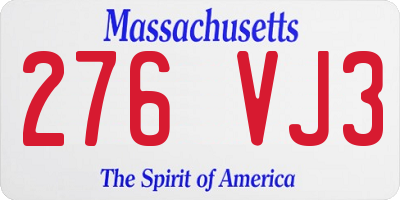 MA license plate 276VJ3