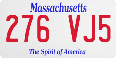 MA license plate 276VJ5