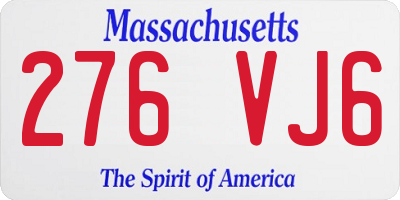 MA license plate 276VJ6