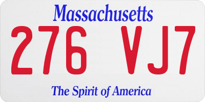 MA license plate 276VJ7