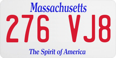 MA license plate 276VJ8