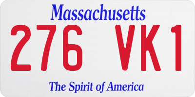 MA license plate 276VK1