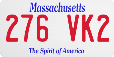 MA license plate 276VK2