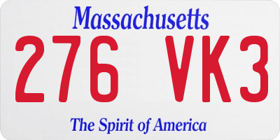 MA license plate 276VK3